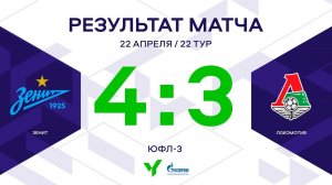 ЮФЛ-3. Зенит – Локомотив. 22-й тур. Обзор