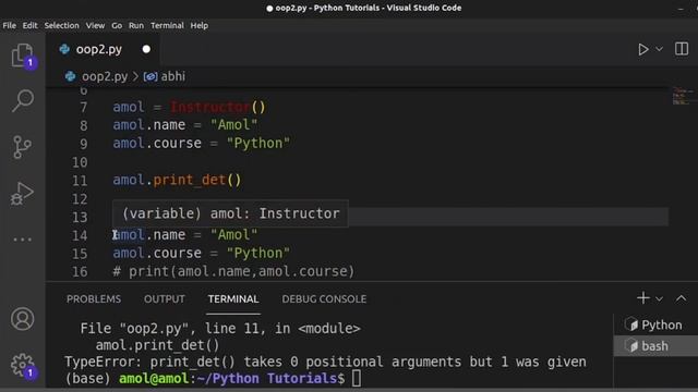 #77 Constructor , Self In Object Oriented Programming | Init | Python Tutorials | Tech Blooded