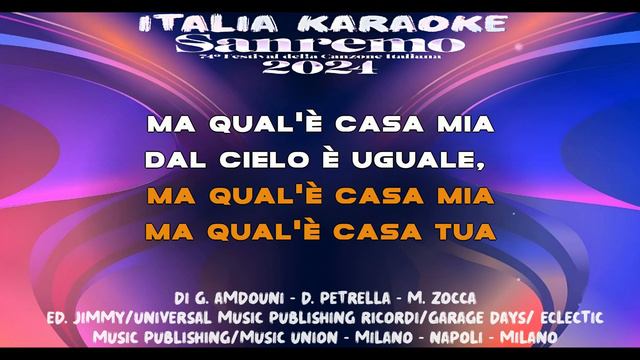 Ghali - Casa Mia (Sanremo 2024) Karaoke смотреть онлайн