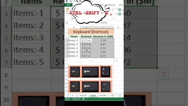 shortcuts for applying and removing borders in excel #excel #keyboard