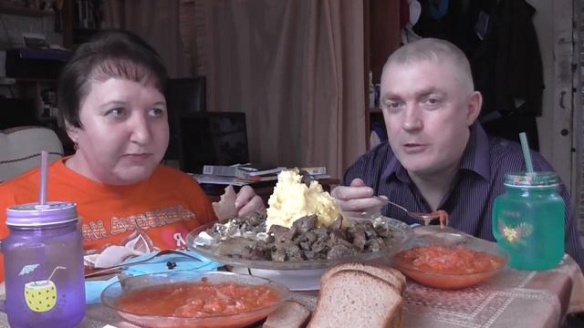 MUKBANG RUSSIA|MASHED POTATOES and LIVER|КУРПЕЧЕНЬ с ГРИБАМИ В СМЕТАНЕ + ПЮРЕШКА | 먹방||ДОМАШНЯЯ ЕДА