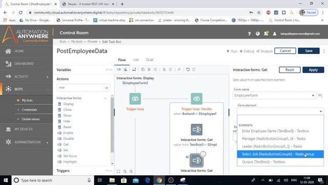 Forms and Interactive Forms |Trigger Loop |Attended Automation Example |Automation Anywhere A2019#1