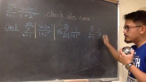 checking for absolute convergence, series of sin(2n)/(1+2^n), calculus 2 tutorial