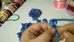 Зимний бантик канзаши из узких лент 0,6см МК/ DIY