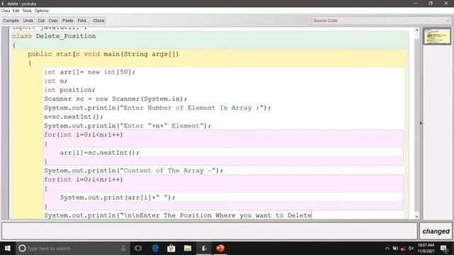 Java Program Delete Array Elements at Position. Input by Users. #Java_Code ??