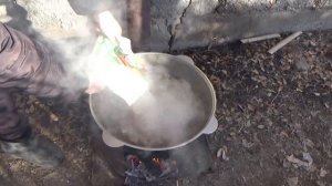 Рис с Мясом и овощами (в Казане на костре)