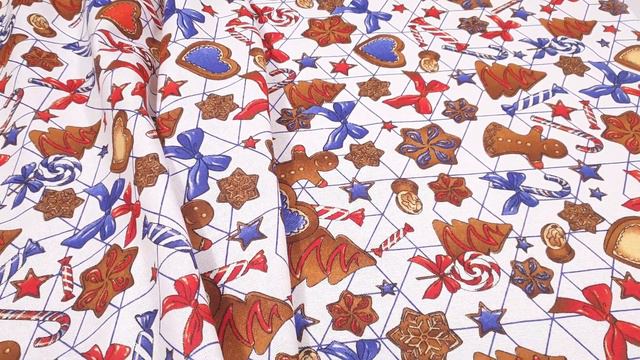 Ткань Рогожка 150 см рис ИМБИРНЫЙ ПРЯНИК СИНИЙ РИС 7472 вид 3 смотреть онлайн