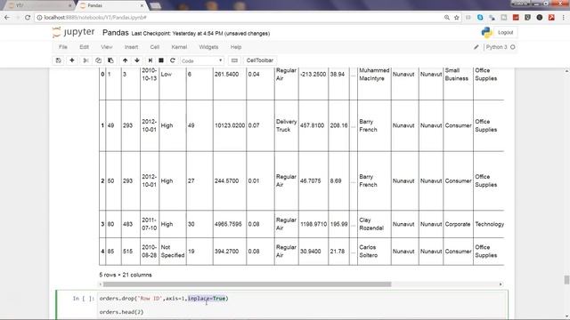 Python Pandas Tutorial 5 | How to delete Rows and Columns from a data frame смотреть онлайн