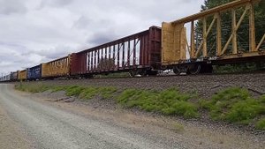 Тепловозы SD70ACe, ES44DC и C44-9W с грузовым составом